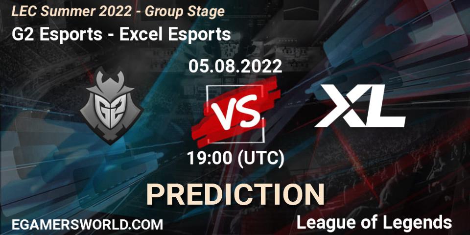 Prognoza G2 Esports - Excel Esports. 05.08.2022 at 20:00, LoL, LEC Summer 2022 - Group Stage