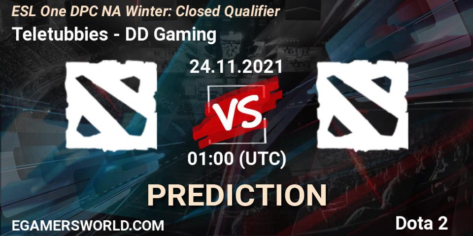 Prognoza Teletubbies - DD Gaming. 25.11.2021 at 01:00, Dota 2, DPC 2022 Season 1: North America - Closed Qualifier (ESL One Winter 2021)