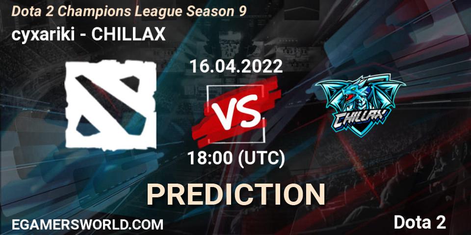 Prognoza cyxariki - CHILLAX. 16.04.2022 at 18:20, Dota 2, Dota 2 Champions League Season 9