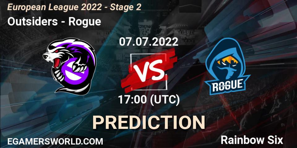 Prognoza Outsiders - Rogue. 07.07.2022 at 17:00, Rainbow Six, European League 2022 - Stage 2