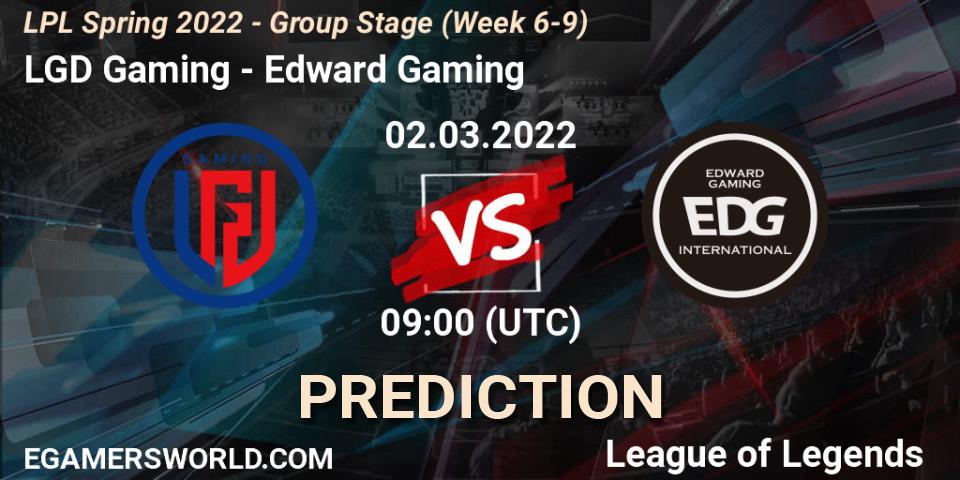 Prognoza LGD Gaming - Edward Gaming. 02.03.2022 at 09:00, LoL, LPL Spring 2022 - Group Stage (Week 6-9)