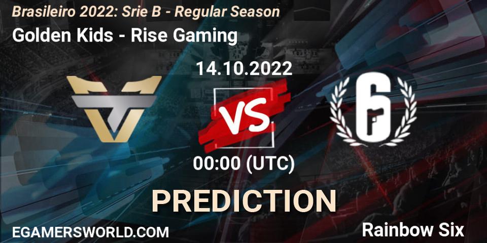 Prognoza Golden Kids - Rise Gaming. 14.10.2022 at 00:00, Rainbow Six, Brasileirão 2022: Série B - Regular Season