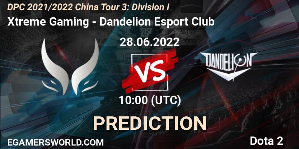 Prognoza Xtreme Gaming - Dandelion Esport Club. 28.06.2022 at 10:02, Dota 2, DPC 2021/2022 China Tour 3: Division I