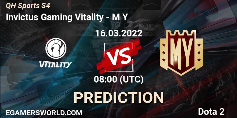 Prognoza Invictus Gaming Vitality - M Y. 16.03.2022 at 08:19, Dota 2, QH Sports S4