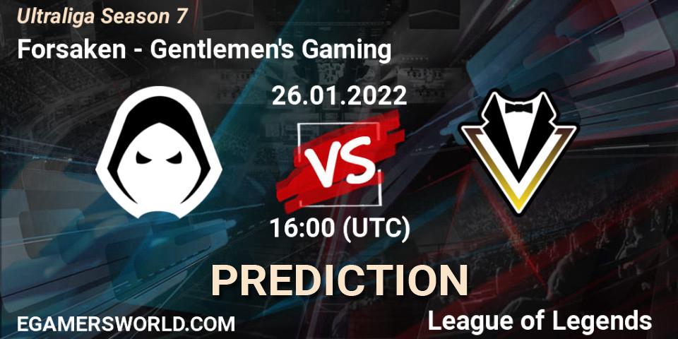 Prognoza Forsaken - Gentlemen's Gaming. 26.01.2022 at 16:00, LoL, Ultraliga Season 7