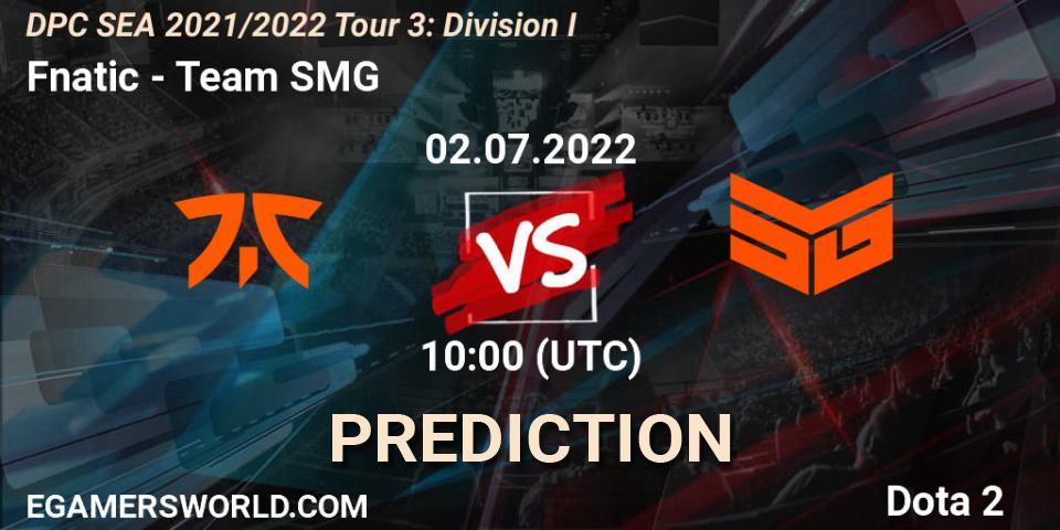 Prognoza Fnatic - Team SMG. 02.07.22, Dota 2, DPC SEA 2021/2022 Tour 3: Division I