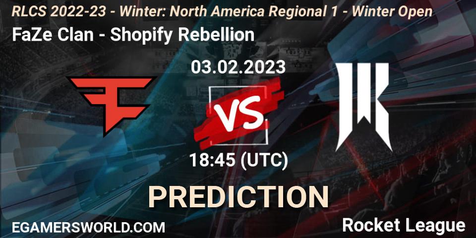 Prognoza FaZe Clan - Shopify Rebellion. 03.02.2023 at 18:45, Rocket League, RLCS 2022-23 - Winter: North America Regional 1 - Winter Open