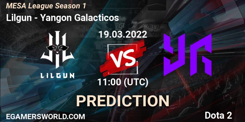 Prognoza Lilgun - Yangon Galacticos. 19.03.2022 at 11:00, Dota 2, MESA League Season 1
