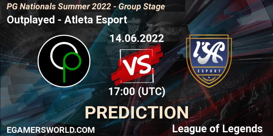 Prognoza Outplayed - Atleta Esport. 14.06.2022 at 19:50, LoL, PG Nationals Summer 2022 - Group Stage