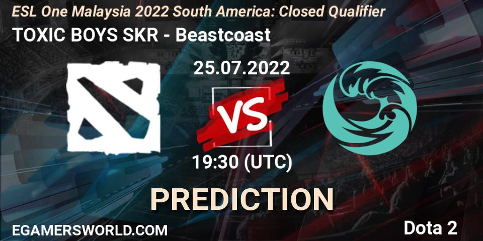 Prognoza TOXIC BOYS SKR - Beastcoast. 25.07.2022 at 19:36, Dota 2, ESL One Malaysia 2022 South America: Closed Qualifier