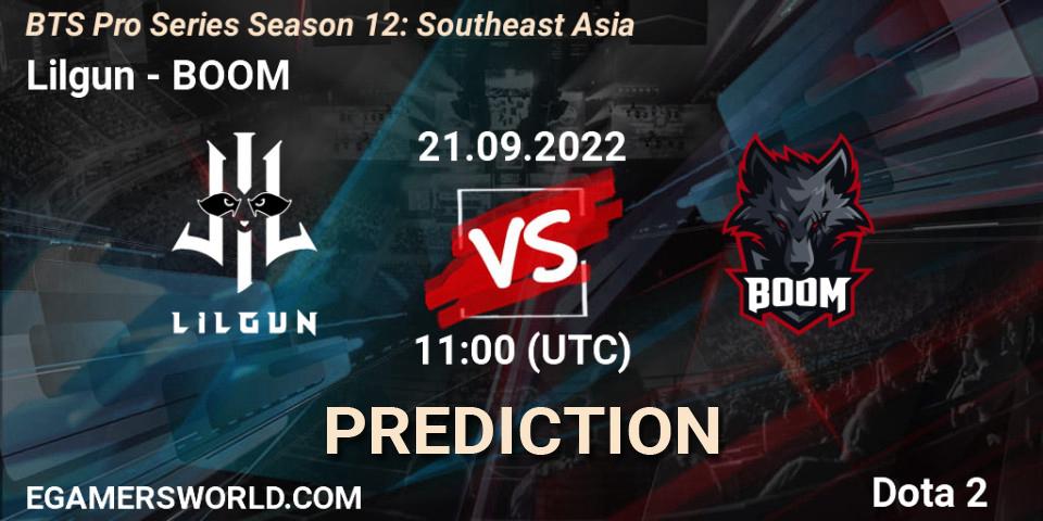 Prognoza Lilgun - BOOM. 21.09.2022 at 11:03, Dota 2, BTS Pro Series Season 12: Southeast Asia