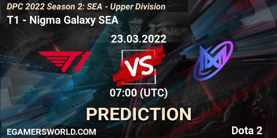 Prognoza T1 - Nigma Galaxy SEA. 23.03.2022 at 07:16, Dota 2, DPC 2021/2022 Tour 2 (Season 2): SEA Division I (Upper)