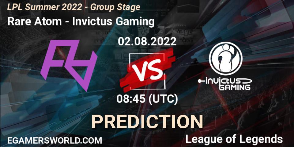 Prognoza Rare Atom - Invictus Gaming. 02.08.2022 at 09:00, LoL, LPL Summer 2022 - Group Stage