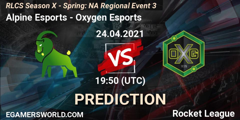 Prognoza Alpine Esports - Oxygen Esports. 24.04.2021 at 19:35, Rocket League, RLCS Season X - Spring: NA Regional Event 3