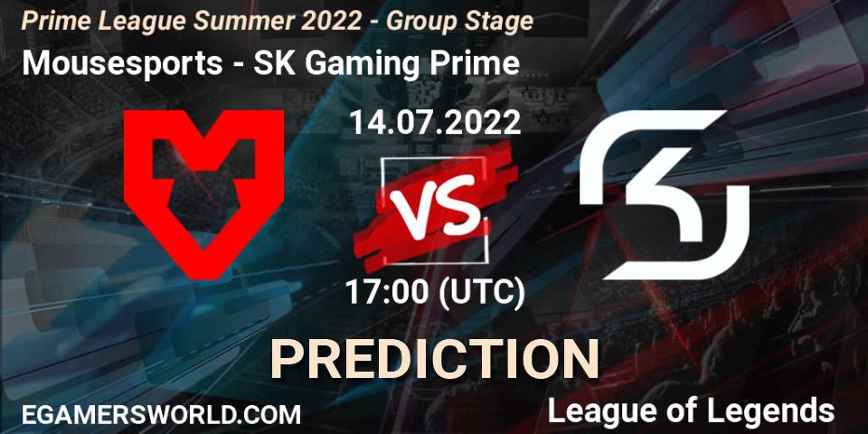 Prognoza Mousesports - SK Gaming Prime. 14.07.2022 at 17:00, LoL, Prime League Summer 2022 - Group Stage