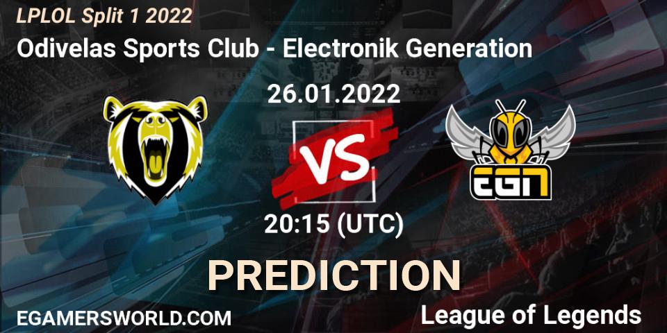 Prognoza Odivelas Sports Club - Electronik Generation. 26.01.2022 at 20:15, LoL, LPLOL Split 1 2022
