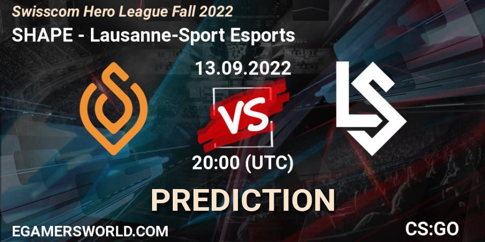 Prognoza SHAPE - Lausanne-Sport Esports. 13.09.2022 at 20:00, Counter-Strike (CS2), Swisscom Hero League Fall 2022