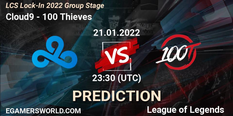 Prognoza Cloud9 - 100 Thieves. 21.01.2022 at 23:30, LoL, LCS Lock-In 2022 Group Stage