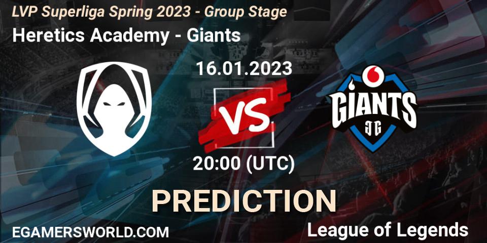 Prognoza Los Heretics - Giants. 16.01.2023 at 20:00, LoL, LVP Superliga Spring 2023 - Group Stage