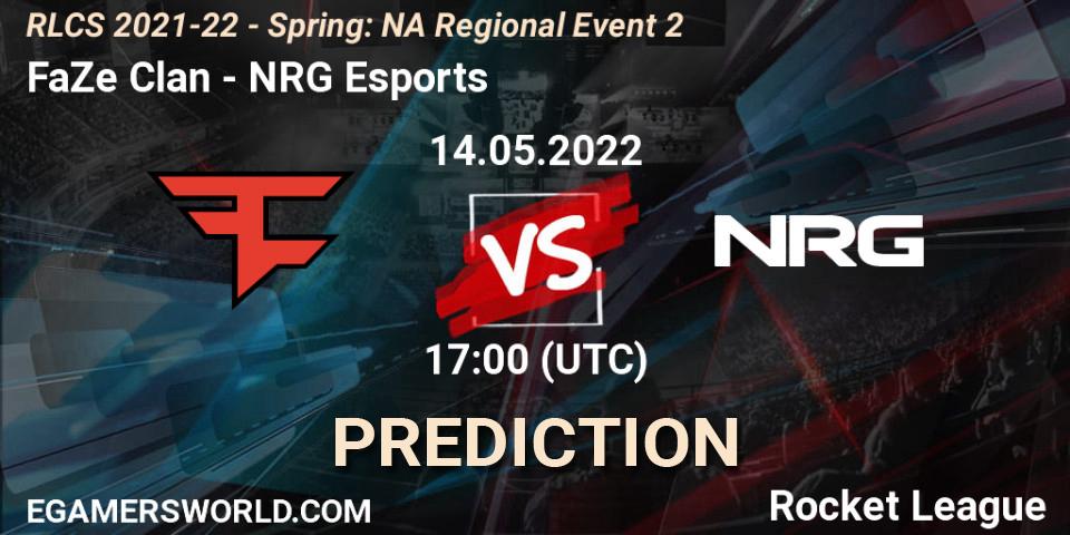 Prognoza FaZe Clan - NRG Esports. 14.05.2022 at 17:00, Rocket League, RLCS 2021-22 - Spring: NA Regional Event 2