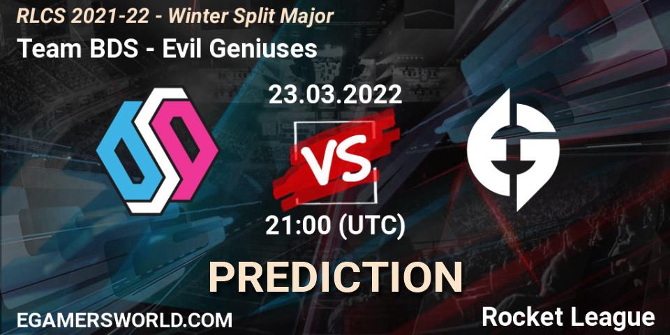 Prognoza Team BDS - Evil Geniuses. 23.03.2022 at 21:00, Rocket League, RLCS 2021-22 - Winter Split Major