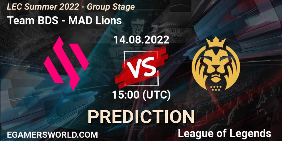 Prognoza Team BDS - MAD Lions. 14.08.2022 at 16:00, LoL, LEC Summer 2022 - Group Stage