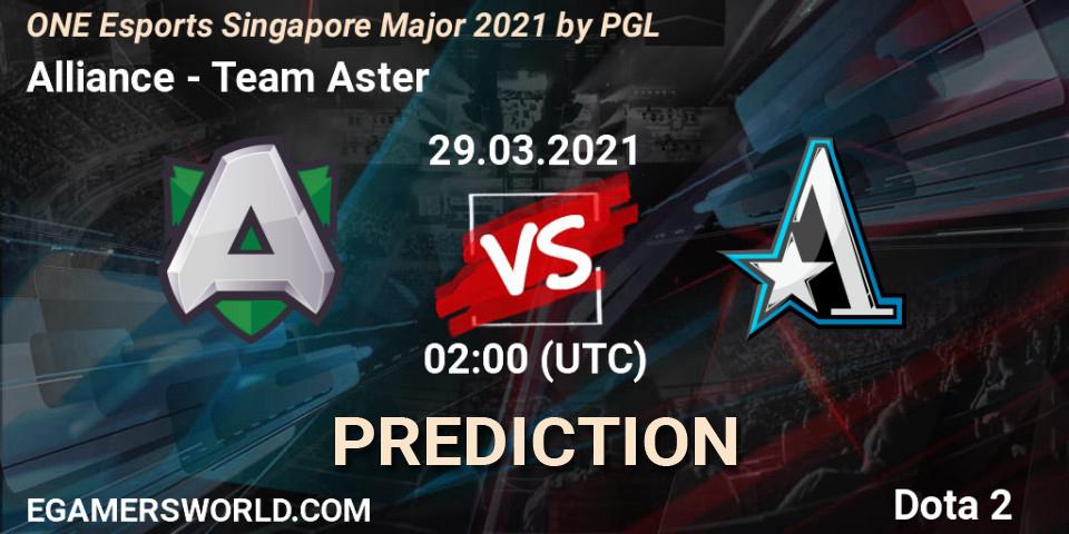 Prognoza Alliance - Team Aster. 29.03.2021 at 02:04, Dota 2, ONE Esports Singapore Major 2021