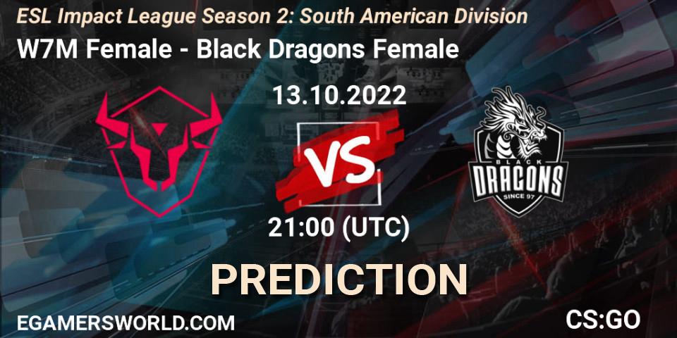 Prognoza W7M Female - Black Dragons Female. 13.10.2022 at 21:00, Counter-Strike (CS2), ESL Impact League Season 2: South American Division