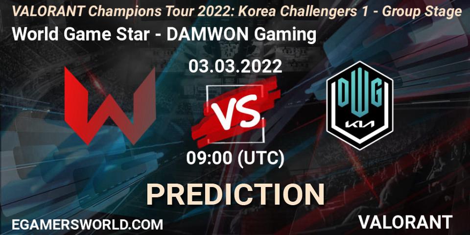 Prognoza World Game Star - DAMWON Gaming. 03.03.22, VALORANT, VCT 2022: Korea Challengers 1 - Group Stage