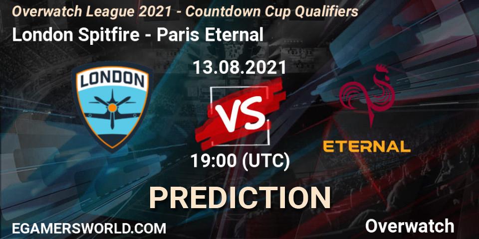 Prognoza London Spitfire - Paris Eternal. 13.08.21, Overwatch, Overwatch League 2021 - Countdown Cup Qualifiers