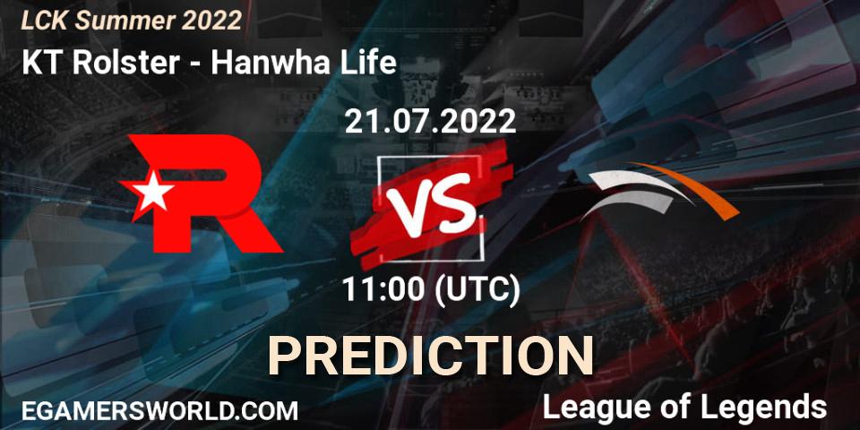 Prognoza KT Rolster - Hanwha Life. 21.07.2022 at 11:00, LoL, LCK Summer 2022
