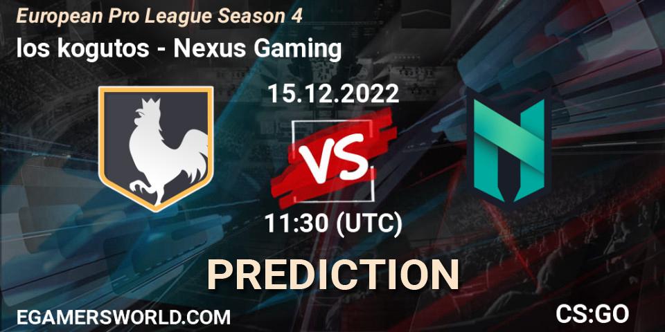 Prognoza los kogutos - Nexus Gaming. 15.12.2022 at 12:00, Counter-Strike (CS2), European Pro League Season 4