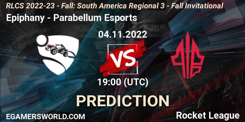 Prognoza Epiphany - Parabellum Esports. 04.11.2022 at 19:00, Rocket League, RLCS 2022-23 - Fall: South America Regional 3 - Fall Invitational