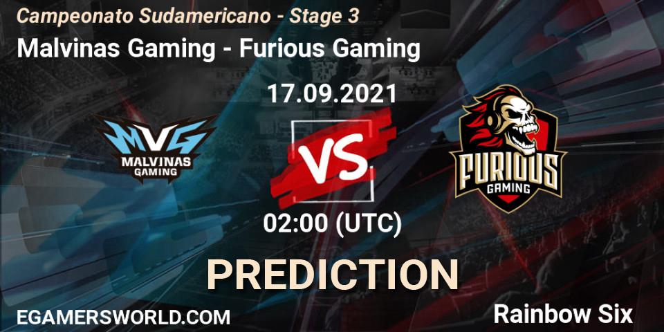 Prognoza Malvinas Gaming - Furious Gaming. 17.09.2021 at 00:00, Rainbow Six, Campeonato Sudamericano - Stage 3