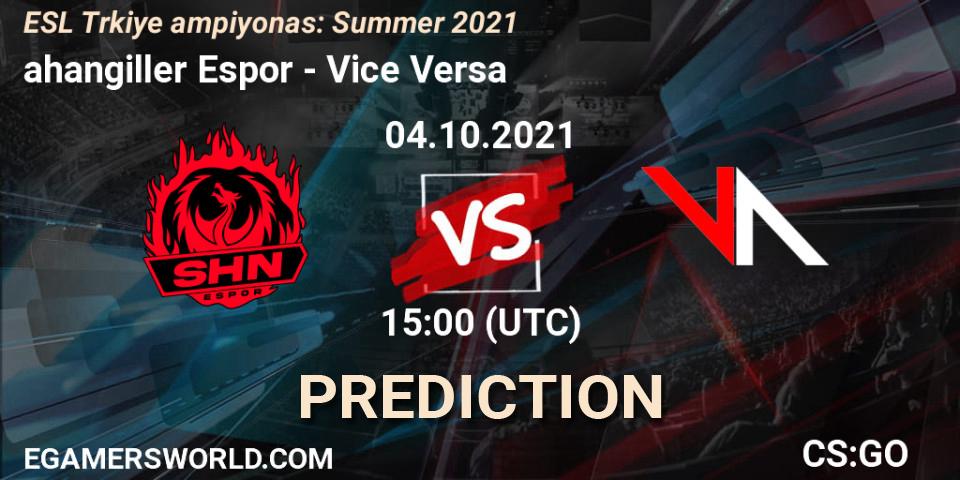 Prognoza Şahangiller Espor - Vice Versa. 04.10.2021 at 15:00, Counter-Strike (CS2), ESL Türkiye Şampiyonası: Summer 2021