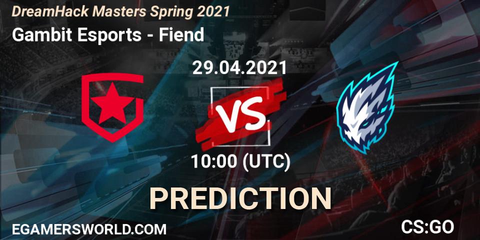 Prognoza Gambit Esports - Fiend. 29.04.2021 at 10:00, Counter-Strike (CS2), DreamHack Masters Spring 2021