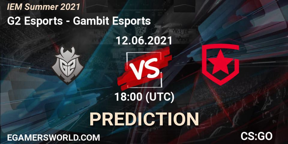 Prognoza G2 Esports - Gambit Esports. 12.06.2021 at 18:40, Counter-Strike (CS2), IEM Summer 2021