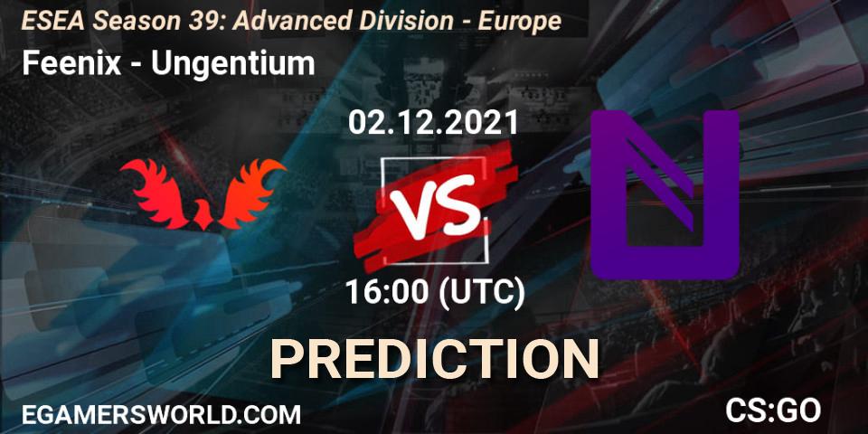 Prognoza Feenix - Ungentium. 02.12.2021 at 16:00, Counter-Strike (CS2), ESEA Season 39: Advanced Division - Europe