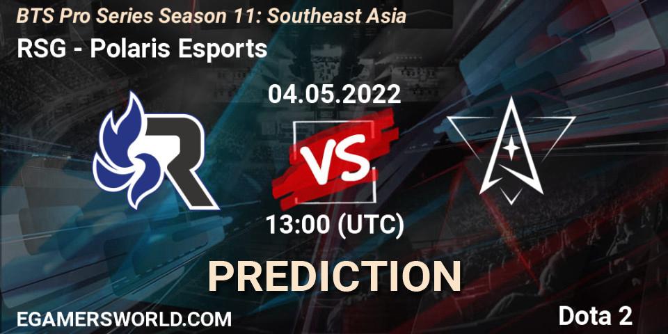 Prognoza RSG - Polaris Esports. 04.05.2022 at 13:21, Dota 2, BTS Pro Series Season 11: Southeast Asia