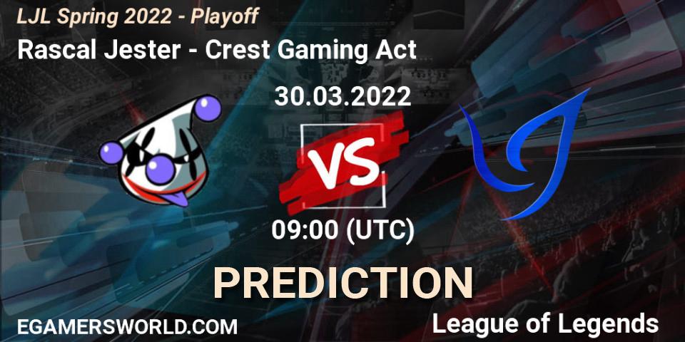 Prognoza Rascal Jester - Crest Gaming Act. 30.03.2022 at 09:00, LoL, LJL Spring 2022 - Playoff 