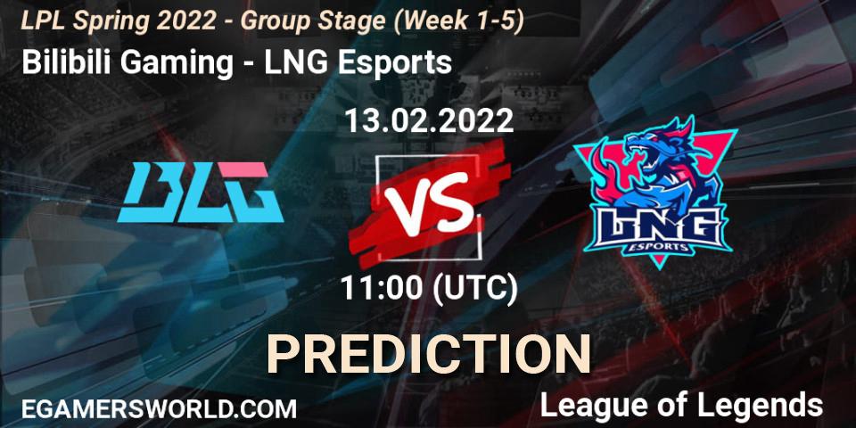 Prognoza Bilibili Gaming - LNG Esports. 13.02.22, LoL, LPL Spring 2022 - Group Stage (Week 1-5)