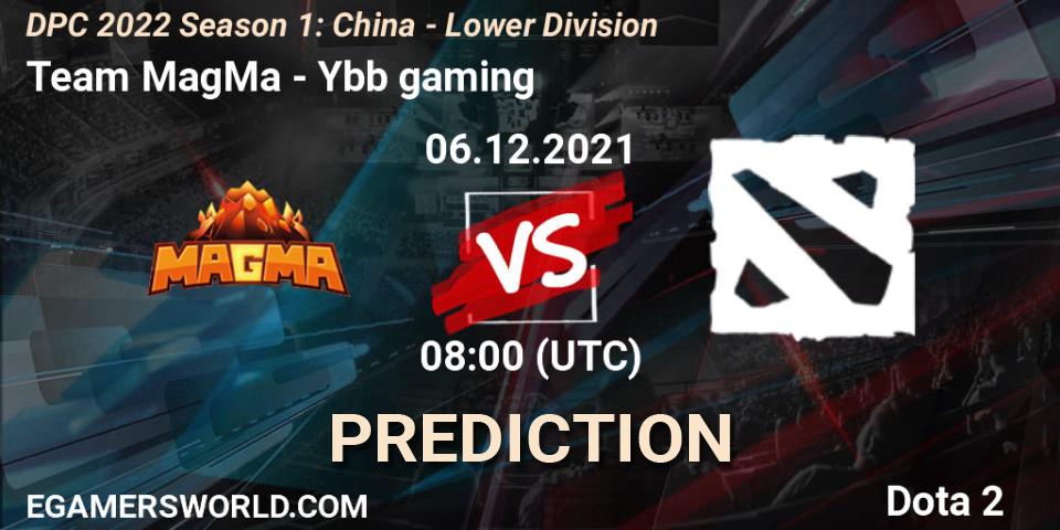 Prognoza Team MagMa - Ybb gaming. 06.12.2021 at 07:57, Dota 2, DPC 2022 Season 1: China - Lower Division