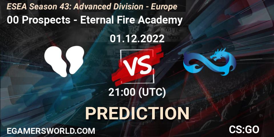 Prognoza 00 Prospects - Eternal Fire Academy. 02.12.22, CS2 (CS:GO), ESEA Season 43: Advanced Division - Europe