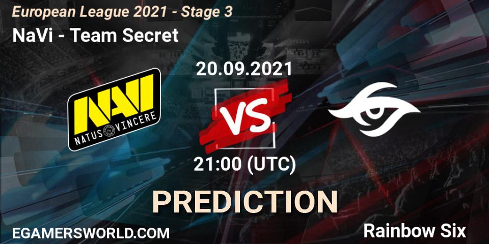 Prognoza NaVi - Team Secret. 20.09.2021 at 21:00, Rainbow Six, European League 2021 - Stage 3