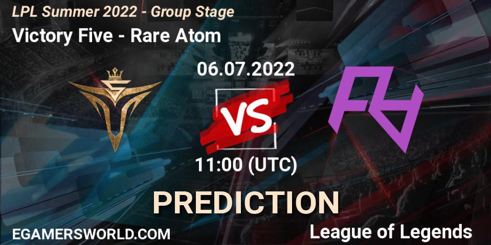 Prognoza Victory Five - Rare Atom. 06.07.2022 at 11:40, LoL, LPL Summer 2022 - Group Stage