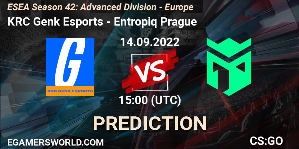Prognoza KRC Genk Esports - Entropiq Prague. 14.09.22, CS2 (CS:GO), ESEA Season 42: Advanced Division - Europe