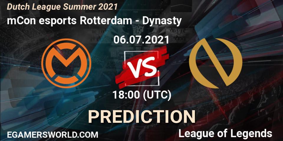 Prognoza mCon esports Rotterdam - Dynasty. 06.07.2021 at 18:00, LoL, Dutch League Summer 2021