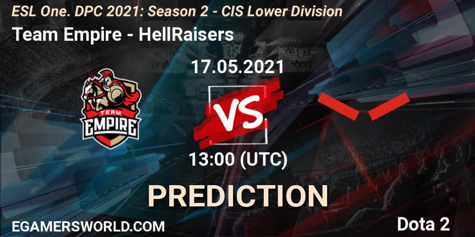 Prognoza Team Empire - HellRaisers. 17.05.2021 at 12:55, Dota 2, ESL One. DPC 2021: Season 2 - CIS Lower Division