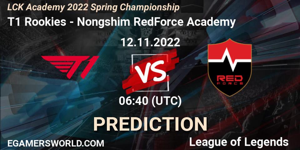 Prognoza T1 Rookies - Nongshim RedForce Academy. 12.11.2022 at 06:40, LoL, LCK Academy 2022 Spring Championship
