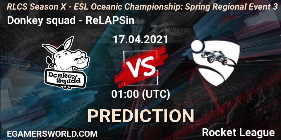 Prognoza Donkey squad - ReLAPSin. 17.04.2021 at 01:00, Rocket League, RLCS Season X - ESL Oceanic Championship: Spring Regional Event 3